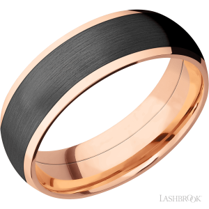 Lashbrook 14K Rose Gold with Polish Finish and Zirconium Inlay - Wedding Bands