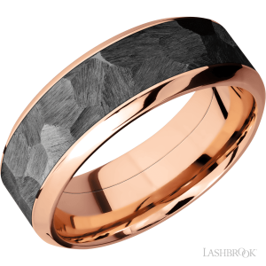 Lashbrook 14K Rose Gold with Polish, Polish Finish and Zirconium Inlay Wedding Bands