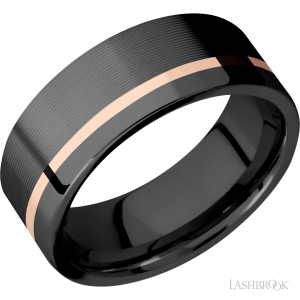 Lashbrook Zirconium with Polish Finish and 14K Rose Gold Wedding Bands