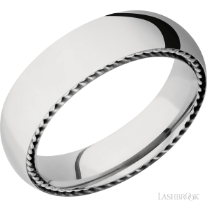 Lashbrook 14K White Gold with Polish Finish and 14K White Gold Inlay Wedding Bands