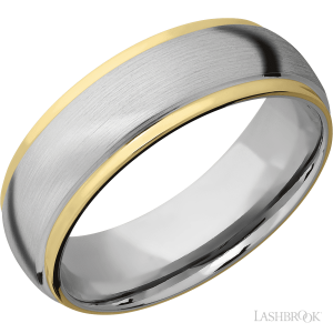 Lashbrook 14K White Gold with Satin, Polish Finish and 14K Yellow Gold Inlay Wedding Bands