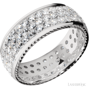 Lashbrook 14K White Gold with Polish Finish and 14K White Gold Inlay Wedding Bands