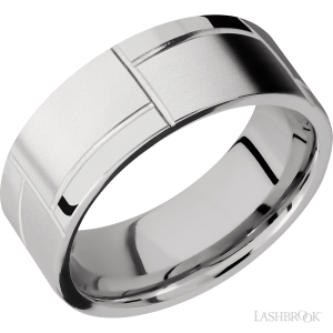 Lashbrook 14K White Gold with Bead Finish Wedding Bands
