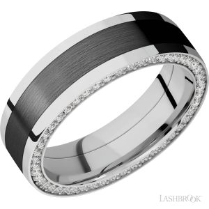 Lashbrook with Polish Finish and Zirconium Inlay Wedding Bands