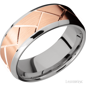 Lashbrook 14K White Gold with Polish, Polish Finish and 14K Rose Gold Inlay Wedding Bands