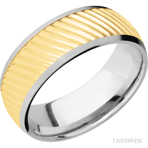 Lashbrook 14K White Gold with Satin Finish and 14K Yellow Gold Inlay Wedding Bands