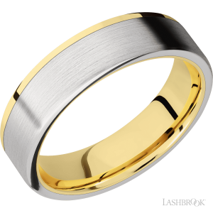 Lashbrook 14K Yellow Gold with Polish Finish and Platinum Inlay Wedding Bands