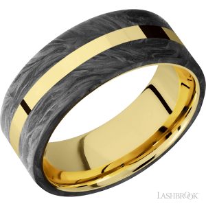 Lashbrook 14K Yellow Gold with Polish Finish and Forged Carbon Fiber Inlay Wedding Bands