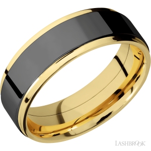 Lashbrook 14K Yellow Gold with Polish, Polish Finish and Zirconium Inlay Wedding Bands