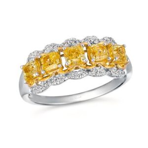 Le Vian® Ring featuring 1 1/6 cts. Fancy Light Yellow Diamond , 1/6 cts. Vanilla Diamonds® set in 14K Two Tone Gold