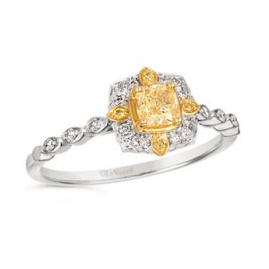 Le Vian® Ring featuring 3/8 cts. Fancy Light Yellow Diamond , 1/8 cts. Vanilla Diamonds® set in 14K Two Tone Gold