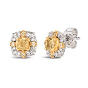 Le Vian Couture® Earrings featuring 1/2 cts. Fancy Light Yellow Diamond , 1/8 cts. Vanilla Diamonds® set in P95