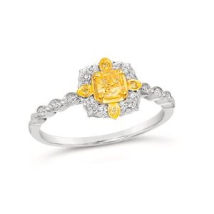 Le Vian Couture® Ring featuring 3/8 cts. Fancy Light Yellow Diamond , 1/10 cts. Vanilla Diamonds® set in P95
