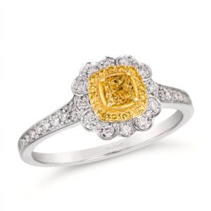 Le Vian Couture® Ring featuring 1/4 cts. Fancy Yellow Diamond , 1/6 cts. Vanilla Diamonds® set in P14 Two Tone Gold