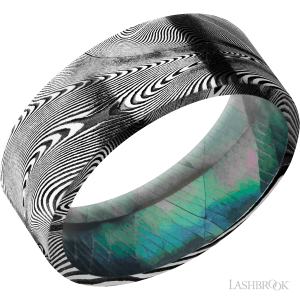 Lashbrook Tightweave with Acid Finish and Black Mother of Pearl Wedding Bands