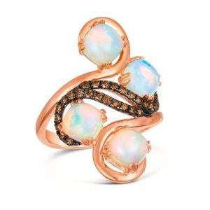 Le Vian Chocolatier® Ring featuring 1 3/8 cts. Neopolitan Opal™, 3/8 cts. Chocolate Diamonds® set in 14K Strawberry Gold®