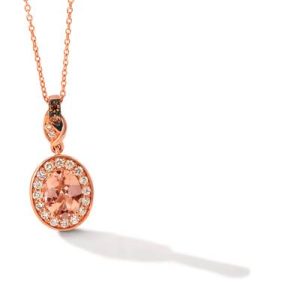 Le Vian® Pendant featuring 7/8 cts. Peach Morganite™, 1/20 cts. Chocolate Diamonds®, 1/4 cts. Nude Diamonds™ set in 14K Strawberry Gold®