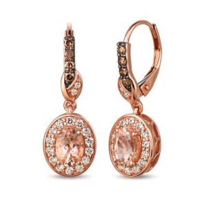 Le Vian® Earrings featuring 1 cts. Peach Morganite™, 1/5 cts. Chocolate Diamonds® , 1/2 cts. Nude Diamonds™ set in 14K Strawberry Gold®