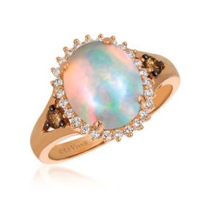 Le Vian Chocolatier® Ring featuring 1 5/8 cts. Neopolitan Opal™, 1/8 cts. Chocolate Diamonds® , 1/5 cts. Vanilla Diamonds® set in 14K Strawberry Gold®