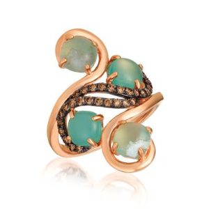 Le Vian Chocolatier® Ring featuring 2 1/2 cts. Peacock Aquaprase™, 3/8 cts. Chocolate Diamonds® set in 14K Strawberry Gold®