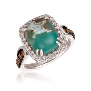 Le Vian® Ring featuring 6 cts. Peacock Aquaprase™, 1/4 cts. Chocolate Diamonds® , 1/2 cts. Nude Diamonds™ set in 14K Vanilla Gold®