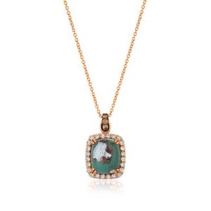Le Vian® Pendant featuring 6 cts. Peacock Aquaprase™, 1/10 cts. Chocolate Diamonds® , 1/2 cts. Nude Diamonds™ set in 14K Strawberry Gold®