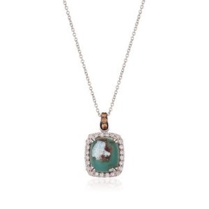 Le Vian® Pendant featuring 6 cts. Peacock Aquaprase™, 1/10 cts. Chocolate Diamonds® , 1/2 cts. Nude Diamonds™ set in 14K Vanilla Gold®