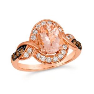 Le Vian® Ring featuring 1 1/3 cts. Peach Morganite™, 1/6 cts. Chocolate Diamonds®, 1/4 cts. Nude Diamonds™ set in 14K Strawberry Gold®