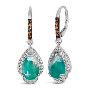 Le Vian® Earrings featuring 4 5/8 cts. Peacock Aquaprase™, 1/8 cts. Chocolate Diamonds® , 1/3 cts. Nude Diamonds™ set in 14K Vanilla Gold®