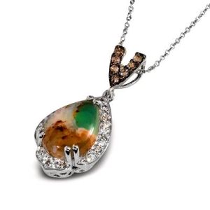 Le Vian® Pendant featuring 3 5/8 cts. Peacock Aquaprase™, 1/8 cts. Chocolate Diamonds® , 1/5 cts. Nude Diamonds™ set in 14K Vanilla Gold®