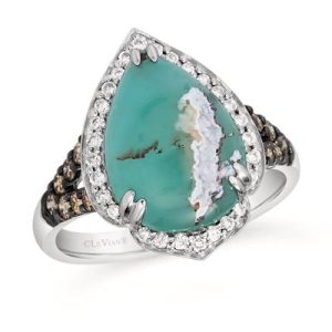 Le Vian® Ring featuring 3 5/8 cts. Peacock Aquaprase™, 1/4 cts. Chocolate Diamonds® , 1/5 cts. Nude Diamonds™ set in 14K Vanilla Gold®