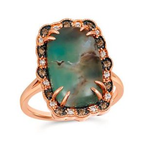 Le Vian® Ring featuring 6 cts. Peacock Aquaprase™, 1/8 cts. Chocolate Diamonds®, 1/10 cts. Nude Diamonds™ set in 14K Strawberry Gold®