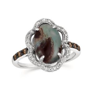 Le Vian® Ring featuring 2 1/4 cts. Peacock Aquaprase™, 1/8 cts. Chocolate Diamonds® , 1/5 cts. Nude Diamonds™ set in 14K Vanilla Gold®