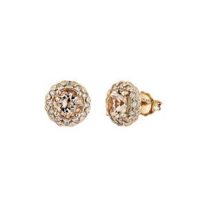 Eddie Le Vian Signature Collection Earrings featuring 1 1/8 cts. Peach Morganite™, 1/4 cts. Vanilla Diamonds® set in 14K Strawberry Gold®
