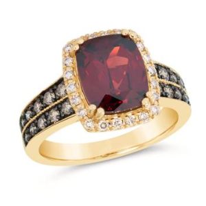 Le Vian® Ring featuring 3 1/6 cts. Pomegranate Garnet™, 1/3 cts. Chocolate Diamonds®, 1/5 cts. Nude Diamonds™ set in 14K Honey Gold™