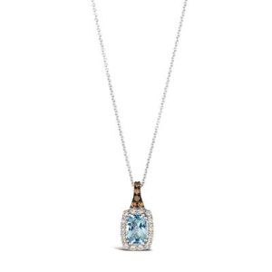 Le Vian® Pendant featuring 3/4 cts. Sea Blue Aquamarine®, 1/8 cts. Nude Diamonds™, 1/20 cts. Chocolate Diamonds® set in 14K Vanilla Gold®