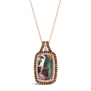 Le Vian® Pendant featuring 12 cts. Peacock Aquaprase™, 5/8 cts. Chocolate Diamonds®, 3/8 cts. Nude Diamonds™ set in 14K Strawberry Gold®