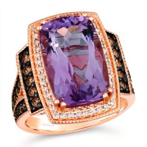 Le Vian Chocolatier® Ring featuring 6 7/8 cts. Dark Amethyst, 1/2 cts. Chocolate Diamonds® , 1/6 cts. Vanilla Diamonds® set in 14K Strawberry Gold®