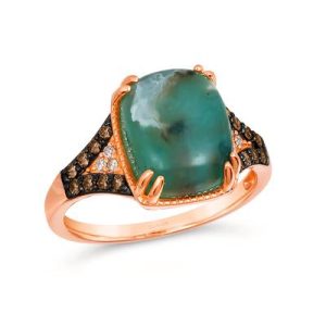 Le Vian® Ring featuring 5 cts. Peacock Aquaprase™, 1/5 cts. Chocolate Diamonds® , 1/20 cts. Nude Diamonds™ set in 14K Strawberry Gold®