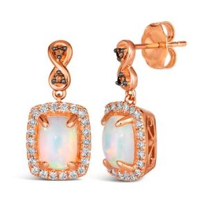Le Vian Chocolatier® Earrings featuring 1 cts. Neopolitan Opal™, 1/20 cts. Chocolate Diamonds® , 1/4 cts. Vanilla Diamonds® set in 14K Strawberry Gold®