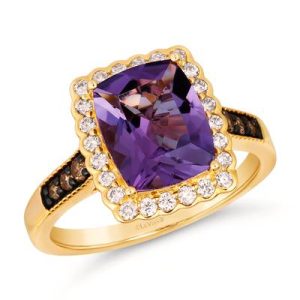 Le Vian Chocolatier® Ring featuring 2 3/8 cts. Grape Amethyst™, 1/10 cts. Chocolate Diamonds®, 1/4 cts. Vanilla Diamonds® set in 14K Honey Gold™
