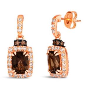 Le Vian® Earrings featuring 2 1/3 cts. Chocolate Quartz®, 1/2 cts. Nude Diamonds™ , 1/10 cts. Chocolate Diamonds® set in 14K Strawberry Gold®