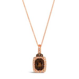 Le Vian® Pendant featuring 1 3/4 cts. Chocolate Quartz®, 1/4 cts. Nude Diamonds™ , 1/20 cts. Chocolate Diamonds® set in 14K Strawberry Gold®