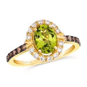 Le Vian® Ring featuring 1 1/5 cts. Green Apple Peridot™, 1/5 cts. Chocolate Diamonds®, 1/5 cts. Nude Diamonds™ set in 14K Honey Gold™