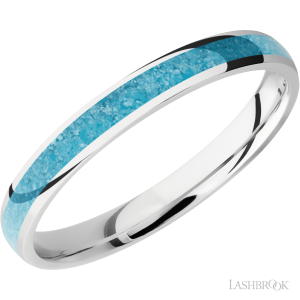 Lashbrook Cobalt Chrome with Polish Finish and Green Fuschite Inlay Wedding Bands