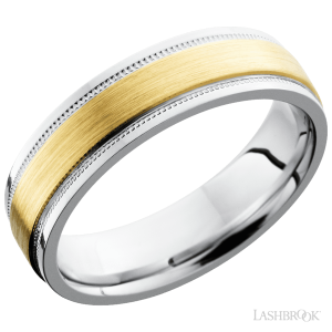 Lashbrook Cobalt Chrome with Polish, Polish Finish and 14K Yellow Gold Inlay Wedding Bands