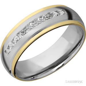 Lashbrook Cobalt Chrome with Satin, Polish Finish and 14K Yellow Gold Inlay Wedding Bands