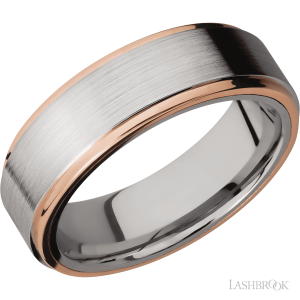 Lashbrook Cobalt Chrome with Polish, Polish Finish and 14K Rose Gold Inlay Wedding Bands