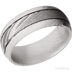 Lashbrook Damascus with Acid, Bead Finish Wedding Bands