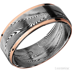 Lashbrook Tightweave with Acid Finish and 14K Rose Gold Inlay Wedding Bands
